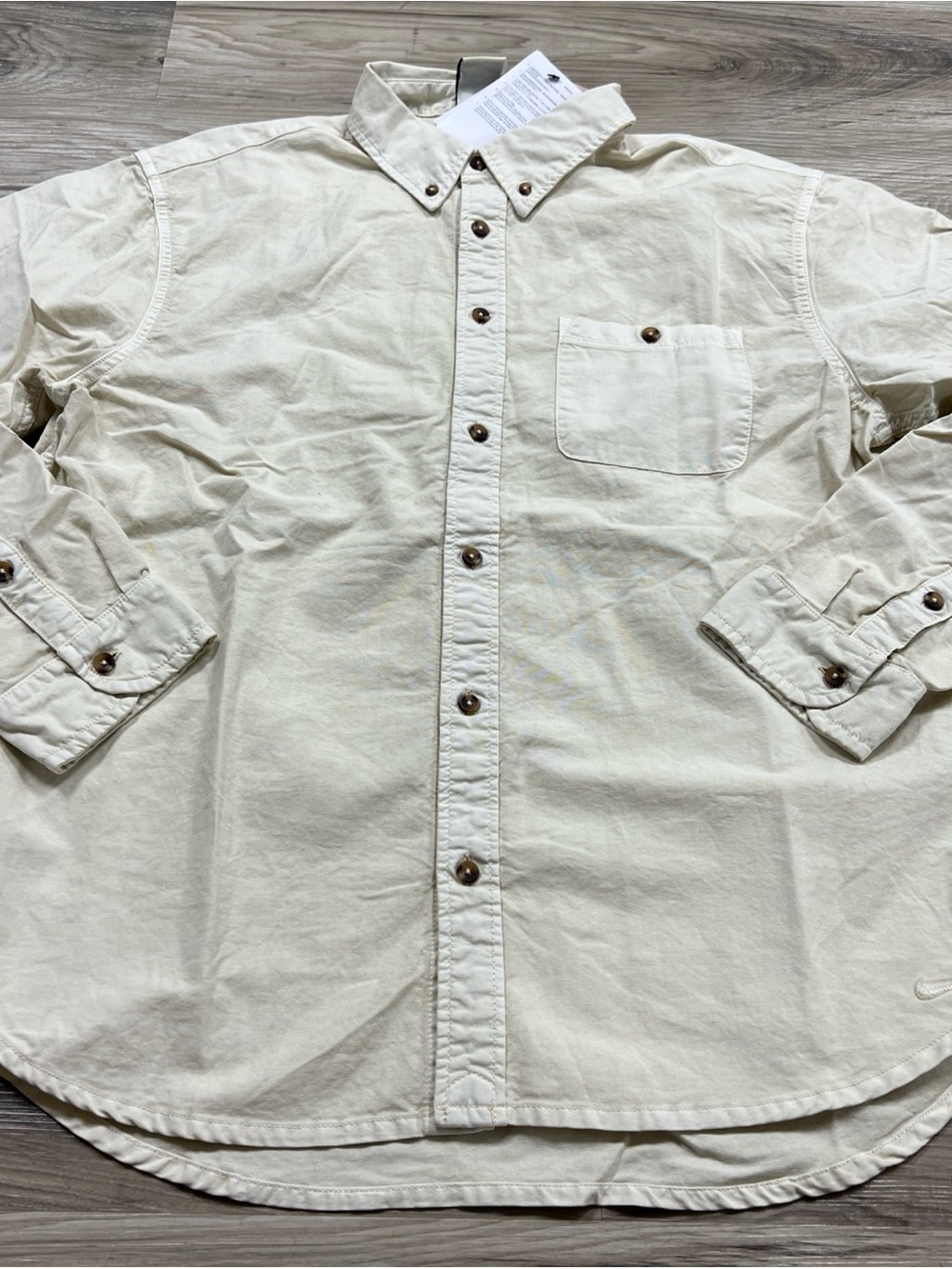 Nike Life Oxford Button Up Long-Sleeve Shirt Light Khaki Men Medium HJ7270-234